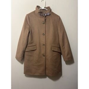 Ralph Lauren Black Label Womens  Tan Button Up Collared Wool (64%) Blend Coat 8